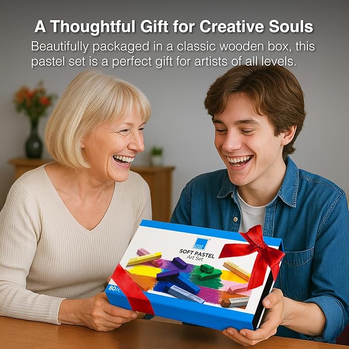 COLOUR BLOCK 80pc Soft Pastels for Artists I Color Chalk Pastels Set, Coloring Charcoal Sticks, Drawing Art Supplies for Adults, Beginners, Kids