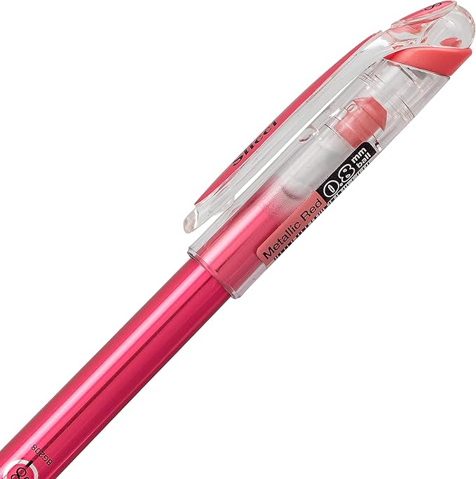 Pentel Arts Slicci Metallic 0.8 mm Needle Tip Gel Pen, Metallic Red Ink, 1 Pack (BG208BPMB)