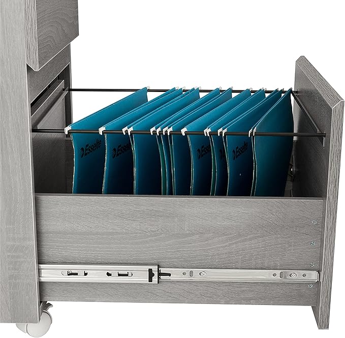Techni Mobili Rolling Lock and Storage 2 Drawer Vertical Filing Cabinet, 15.75" L x 17.75" W x 23" H,Grey