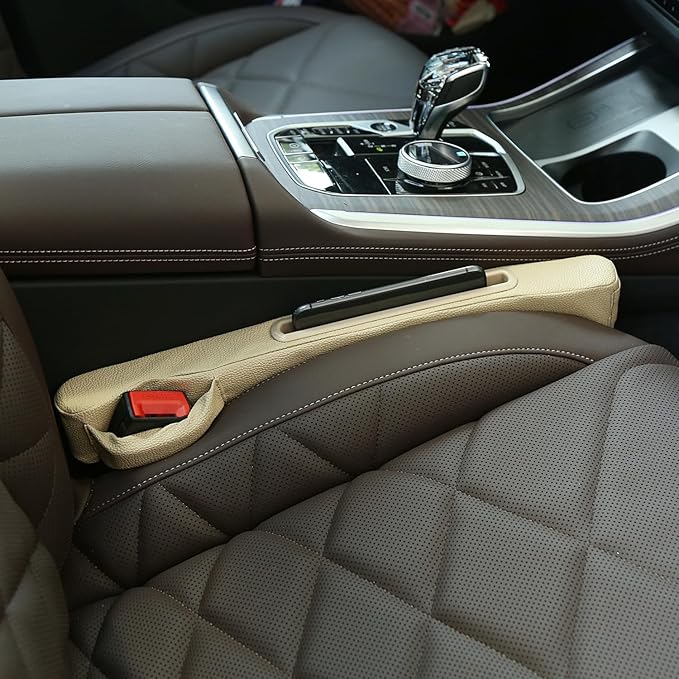 Car Accessories,Car Gap Plug,Car Seat Gap Prevent Small Items from Falling,2 Combinations of Main and Passenger Seats Universal.(Beige)