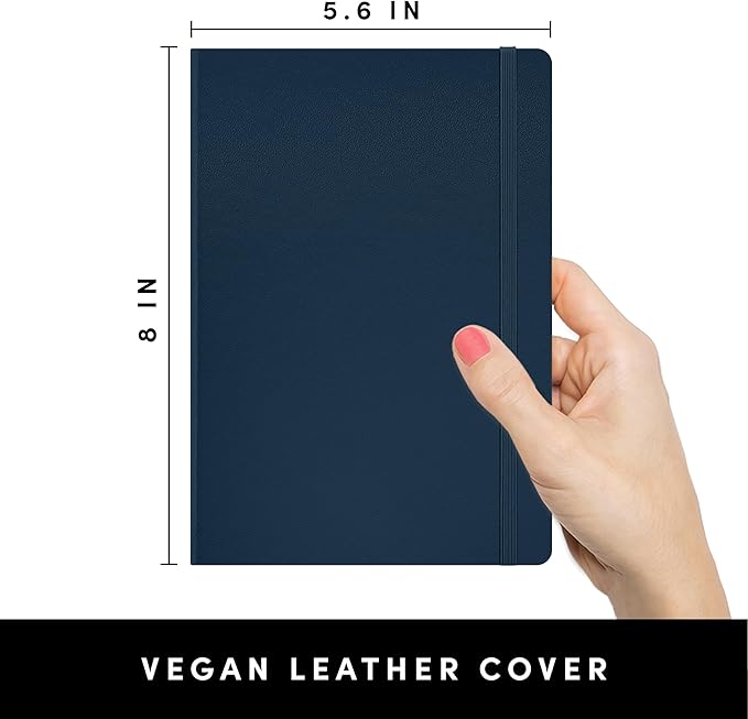 PAPERAGE Lined Journal Notebook, (Navy), 160 Pages, Medium 5.6 in x 8 in - 100 GSM Thick Paper – Hardcover Journaling Notebook for Work, School & Note Taking