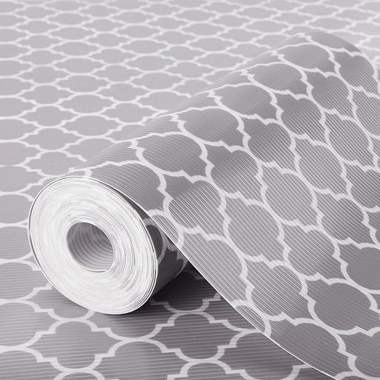 Glotoch Non Adhesive Shelf Liner for Kithchen Cabinets,Non Slip Drawer Liners for Dresser,Waterproof Cabinet Liners for Shelves/Cupboard/Fridge/Bathroom,Gray 12X60 Inch