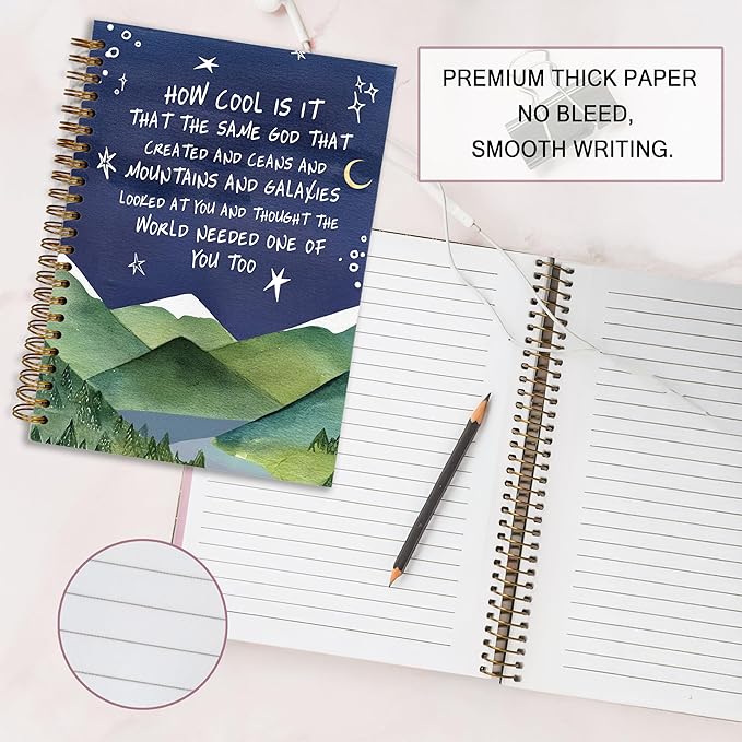 Bible Journal, A5 Spiral Christian Bible Journal Notebook, How Cool Is It That the Same God, Inspirational Bible Verse Gift for Women Men Birthday Christmas, Office Supplies, Bible Study (Blue-moon)