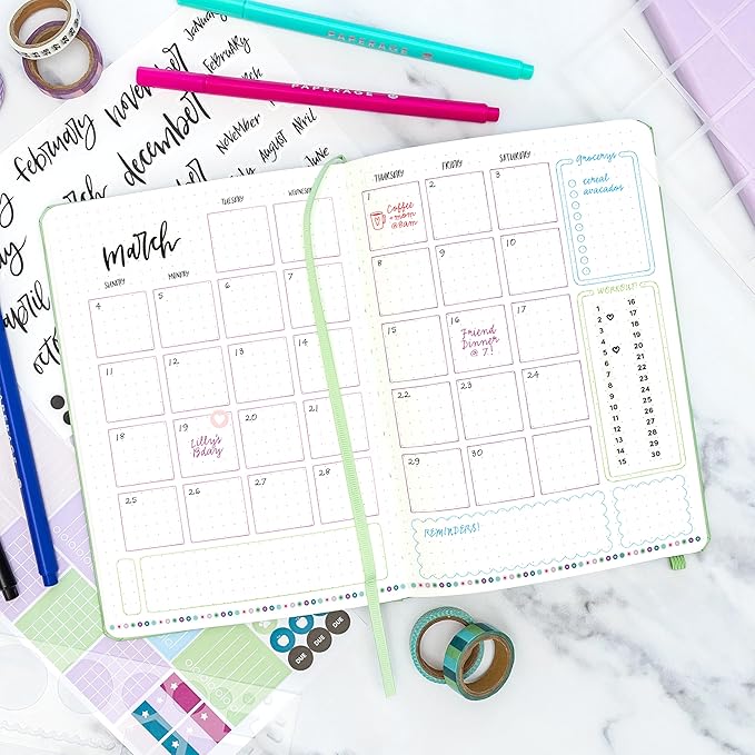 PAPERAGE Dotted Journal Notebook, (Light Blue), 160 Pages, Medium 5.6 in x 8 in - 100 GSM Thick Paper – Hardcover Journaling Notebook for Work, School & Bullet Journaling