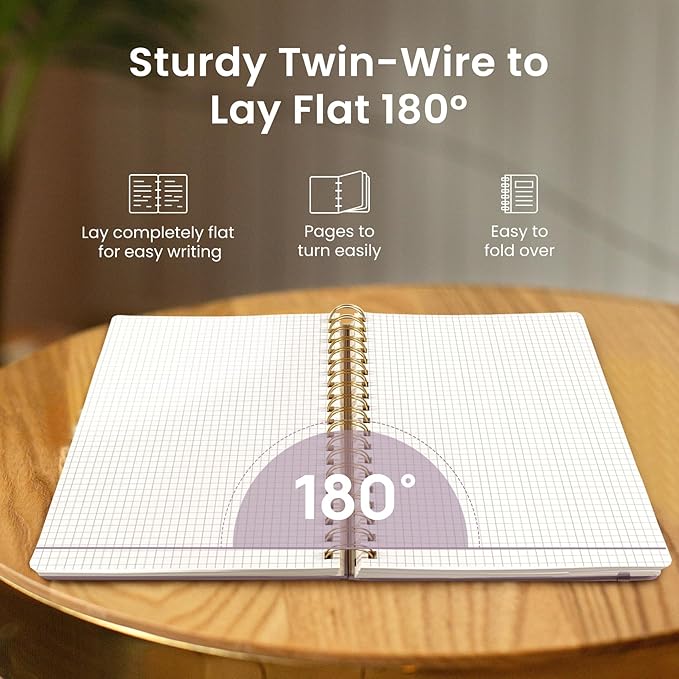 Spiral Dotted Notebook Journal for Work, 300 Pages, Thick B5 (7.1"x10") Bullet Dotted Journal for Women & Writing, Hardcover Notebook for Note Taking, Perfect for Work School Note Taking Business, Purple