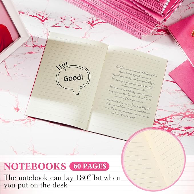 100 Pcs Kraft Notebook Journals 5.5 Inch x 8.3 Inch A5 Softcover Notebooks Bulk for Writing Sketch Office Notepad with 60 Pages 30 Sheets (Multicolor,Lined)(Pink,Lined)