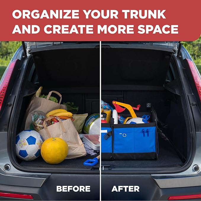 TRUNKCRATEPRO Car Trunk Organizers | Trunk Organizer, Car Storage Organizer - Premium Compartments Collapsible Portable car trunk organizers and storage for SUV (Large Capacity)