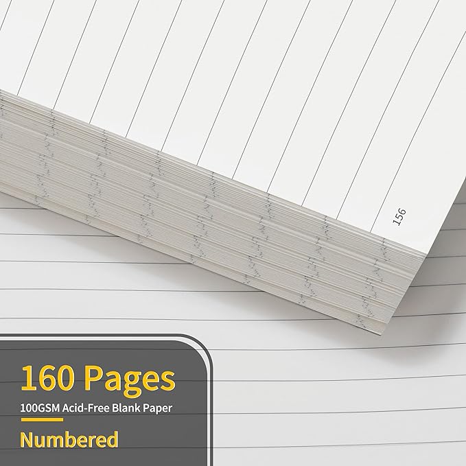 Annecy Numbered College Ruled Lined Journal Notebook, Medium 5.5x 8.25, 160 Pages 100GSM Writing Paper, A5 Haze Blue Faux Leather Cover with Pen Loop