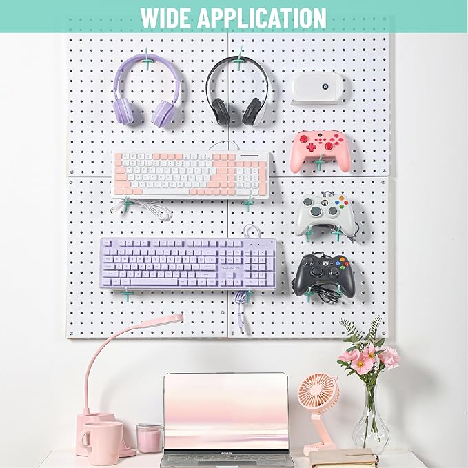 HUHOLE Pegboard Hooks 6 Inch 50PC, Blue Peg Board Hooks, Fit 1/4" or 1/8" Pegboard, Ideal Peg Board Organizer Accessories for Garage Tool Organization, Wall Storage (Blue, 6 Inch)