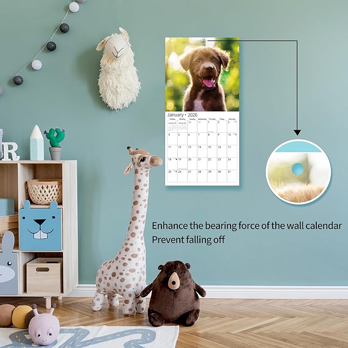 2026 Wall Calendar,Calendar 2026, November 2025 - December 2026, Wall Calendar Puppy Dog, 12" x 24" Opened,Full Page Months Thick & Sturdy Paper for Calendar Organizing & Planning