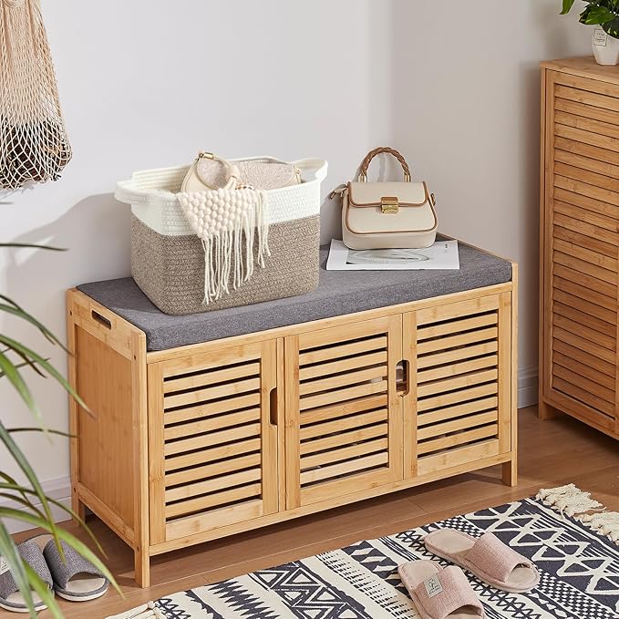 Storage Basket for Organizing, Woven Baskets for Storage, Rectangle Decorative Baskets for Shleves, Closet, Toys, Books, Nursery Organizer Bins - Pack of 3 (Brown & White, 13"x9.85"x8.7")