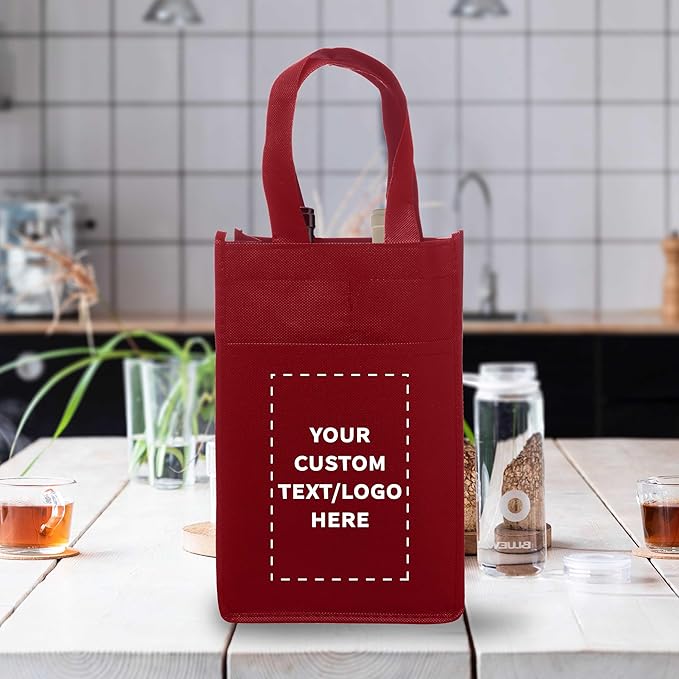 DISCOUNT PROMOS Non-Woven Vineyard Two Bottle Wine Bags