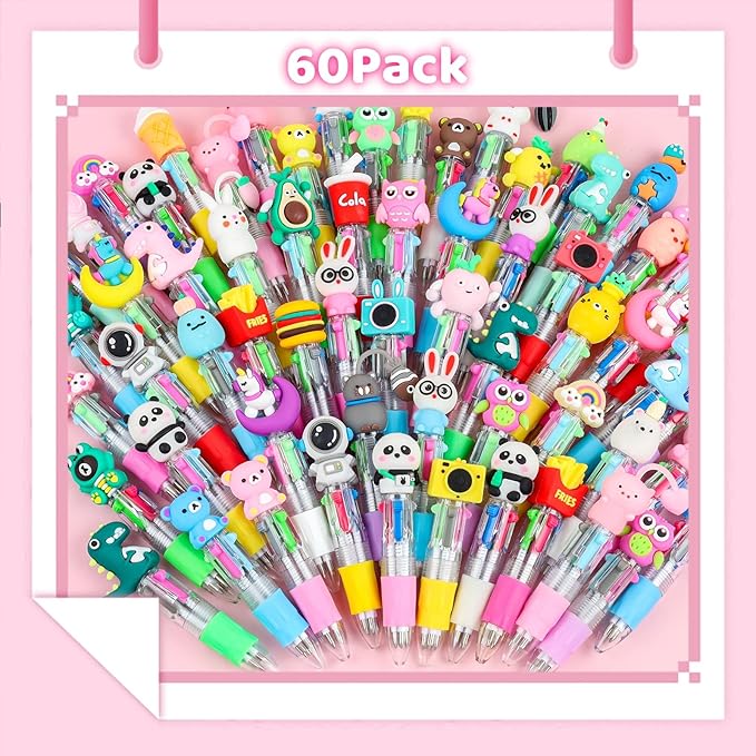 Mini Multicolor Pen in One, 60 Pack Cute Pens Bulk for Kids, Multi Color Fun Pen for Birthday Kids Party Favors Classroom Gifts Prizes