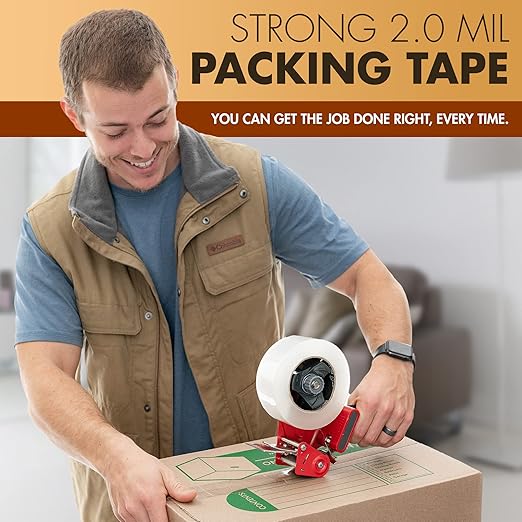 Packstrong Industrial Grade Clear Packing Tape 12 Rolls - 110 Yards per Roll - 2" Wide x 2 mil Thick, Acrylic Adhesive Tape for Box Office Moving Packaging Shipping