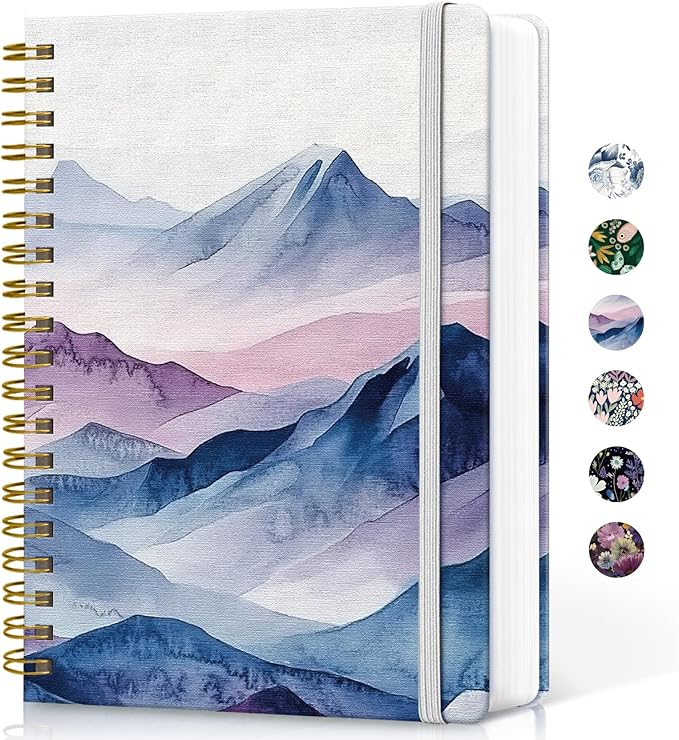 Lined Spiral Notebook Journal for Work, 300 Pages Thick B5 (7.1"x10") College Ruled Journal for Women & Writing, Hardcover Notebook for Note Taking, Perfect for Office Home School, Distant Peak