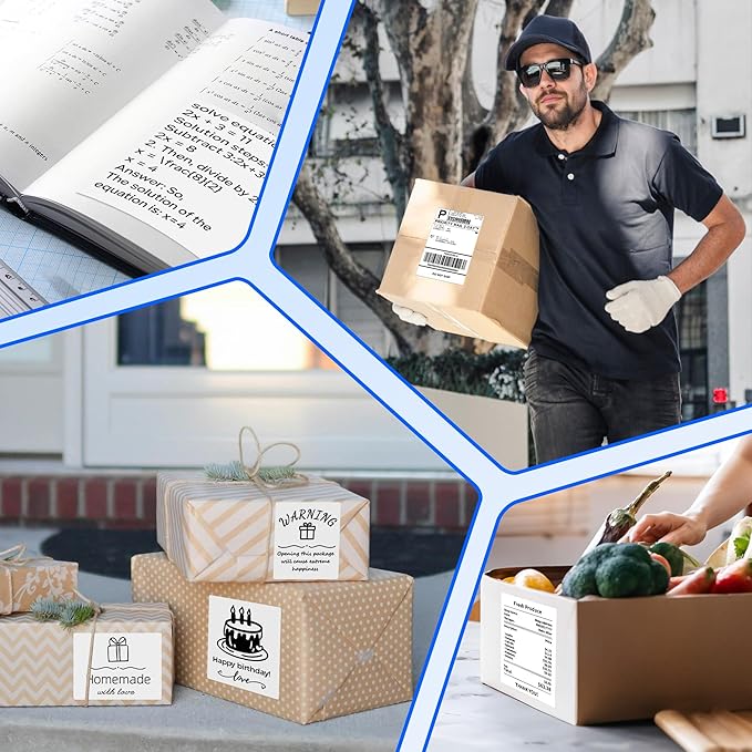 55 Pcs 4'' x 6'' Shipping Thermal Labels for Address, Barcodes, Small Business Labeling, Warehouse, Inventory - Thermal Label Compatible with Phomemo 241 BT, M421