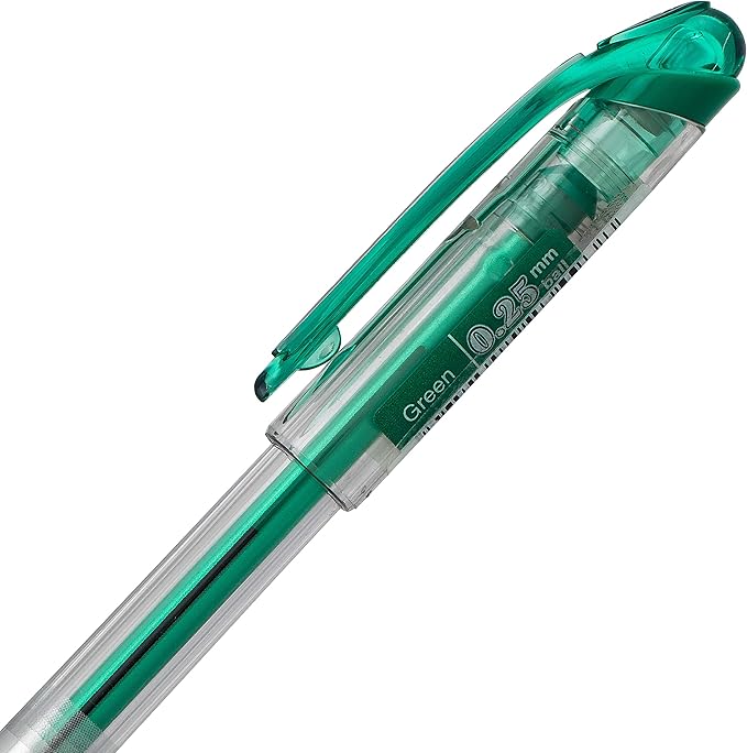 Pentel Arts Slicci 0.25 mm Extra Fine Gel Pen, Green Ink, 1 Pack (BG202BPD)