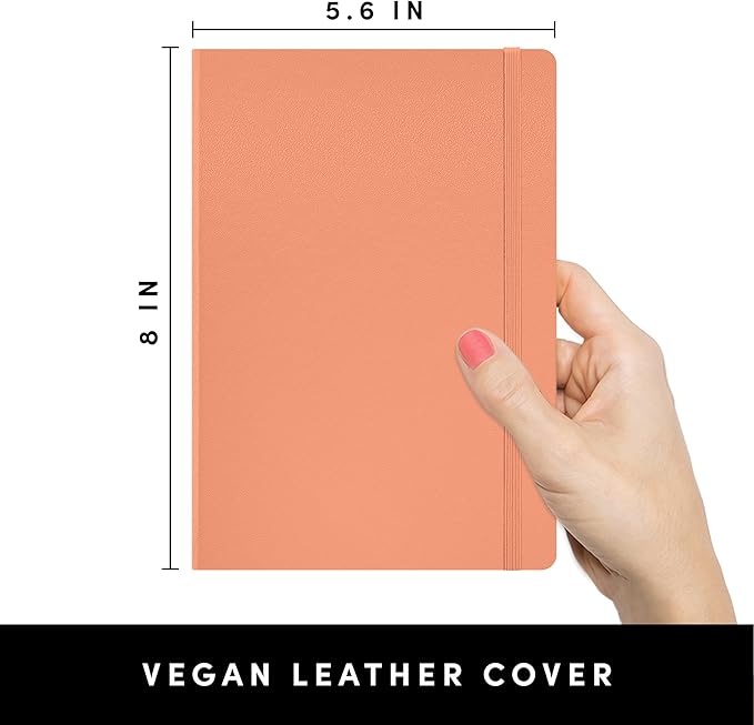 PAPERAGE Blank Journal Notebook, (Coral), 160 Pages, Medium 5.6 in x 8 in - 100 GSM Thick Paper – Hardcover Journaling Notebook for Work, School, Note Taking or Sketching