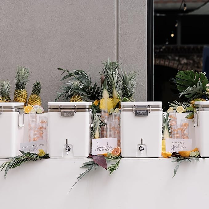 Bevanda - Sperse 3 Gallon Drink Dispenser - Large Insulated Stainless Steel Water and Beverage Dispenser - Ideal for Parties, Camping Trips, and Outdoor Events - Leakproof, Durable, Portable (White)