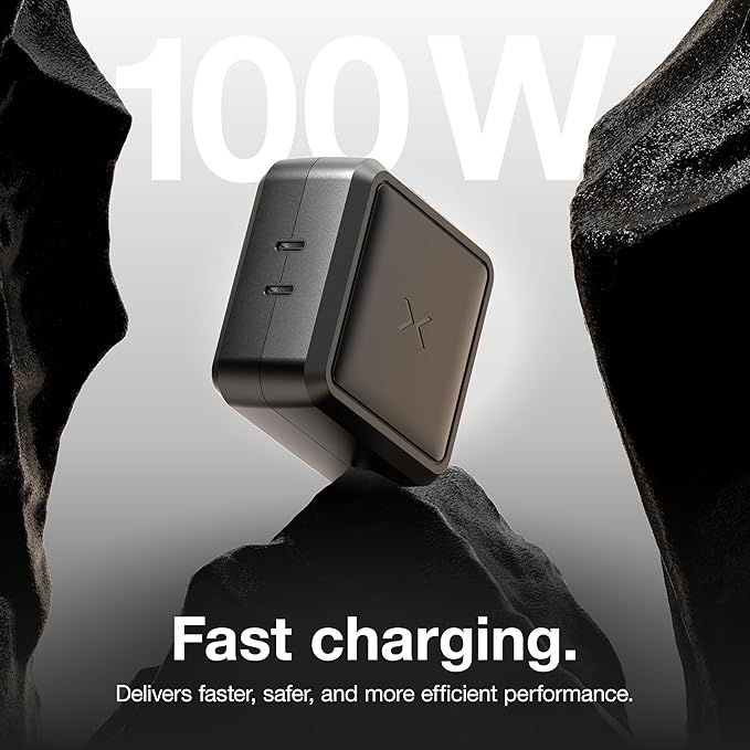 NOCO XGrid X100: 100W USB-C Charger – Dual Port GaN Power Adapter with PD 3.0, QC 4.0+, and PPS – Fast Charging with Smart Power Distribution – Foldable Wall Plug, UL Listed