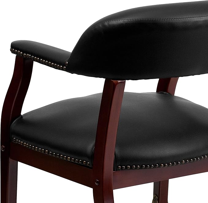 EMMA + OLIVER Black Vinyl Luxurious Conference Chair with Casters