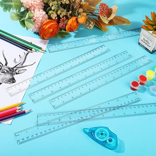 Zonon 500 Pieces 12 Inch Ruler Bulk Clear Plastic Flexible Straight Metric Rulers with Centimeters and Inches Drafting Measuring Tool for Classroom School Students Education