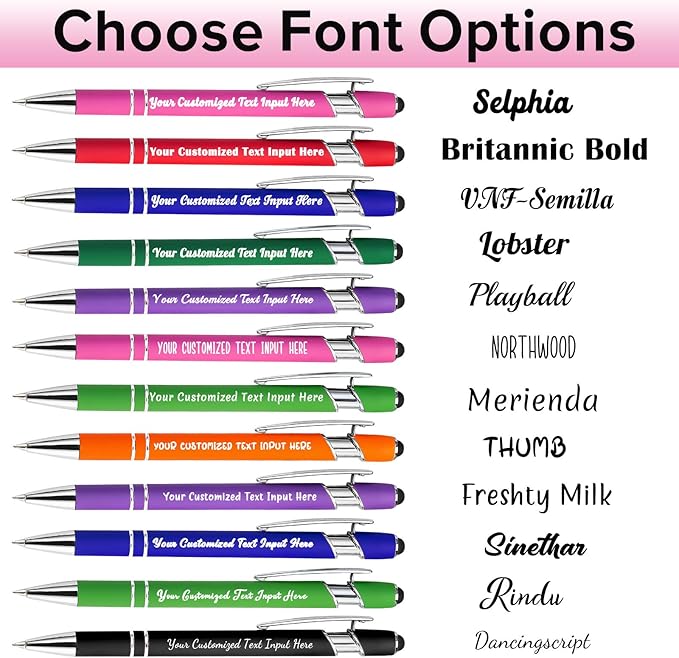 Personalized Ballpoint Pen 48pcs, Custom Pens Free Engraved Bulk with Name Logo, Soft Black Ink Stylus with Touch Metal Office, Gift for Anniversaries, Graduations, Birthdays