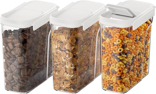 Bentgo Pantry - 6-Piece Airtight Cereal Containers, Easy Push & Pour Lid, Stackable & Clear BPA-Free Storage, Locking Lids for Freshness – Ideal for Kitchen & Pantry Organization (Snow)