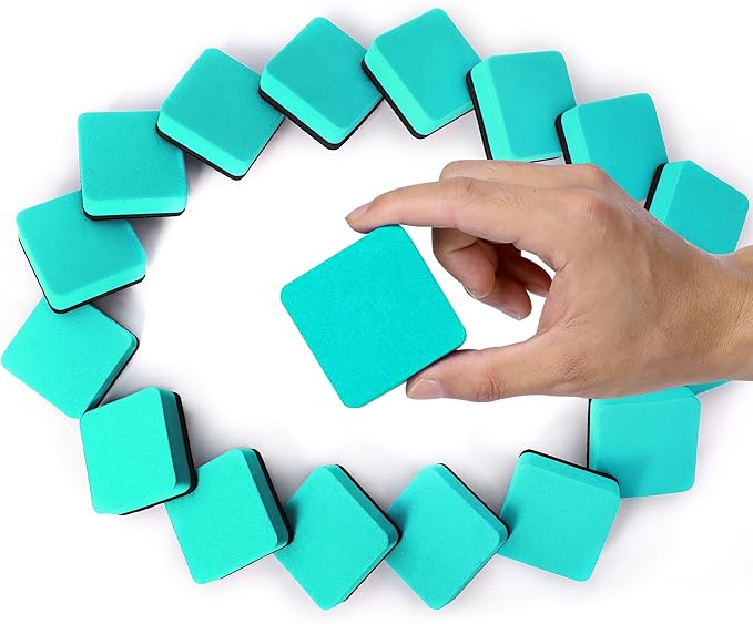 Dry Erase Erasers, 48 Pack Magnetic Whiteboard & Chalkboard Cleansers, Small Magnetic Erasers (Green)