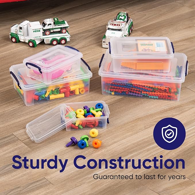 Superio Storage Bins with Lids- Clear Boxes for Organizing, Stackable Plastic Containers- BPA Free, Non-Toxic, Odor Free, Organizer for Home, Office, Dorm (6 Pack, 22.7 Qt)