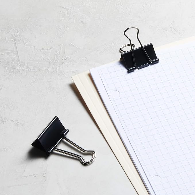 Amazon Basics Sturdy Binder Clips for Office Use, 96 Count (8 Pack of 12), Medium, 1.25 in, Black