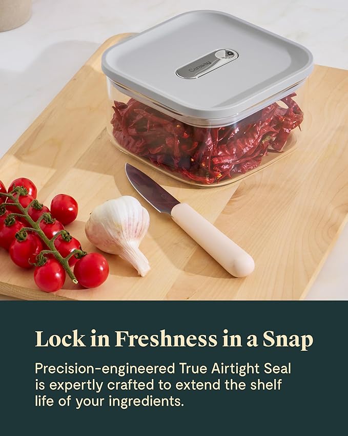 Caraway 1qt Glass Airtight Food Storage Container with Lid – Non-Toxic, BPA-Free Kitchen Storage Container – Stackable, Space-Saving Airtight Container for Dry Goods and More - Perracotta