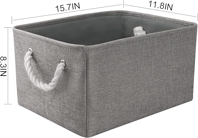 TheWarmHome Large Storage Bins Basket, 2 Pack Grey Fabric Storage Cubes for Changing Table Nursery Livingroom Kidsroom Playroom Toy, Collapsible Storage Baskets for organizing Shelves Closet