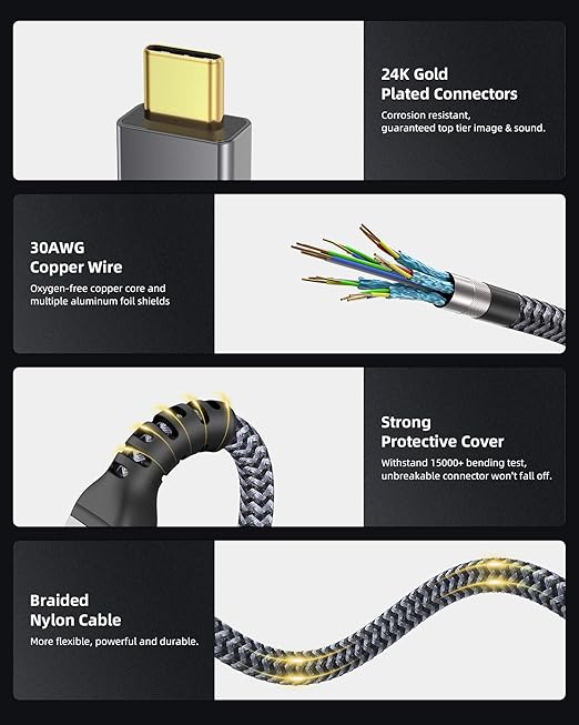 Maxonar 2 Packs 10FT Thunderbolt 4 Cable with 40Gbps Data Sync/240W Charging and 8K for Thunderbolt 4/3, USB4, and USB C Devices