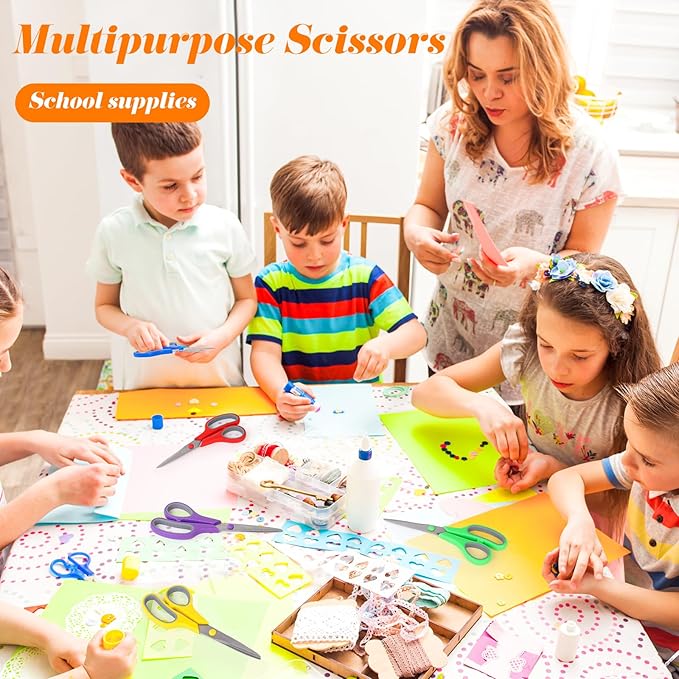 Scissors Bulk Set of 6-Pack, Taotree 8" Scissors All Purpose Comfort Grip Sharp Shears for Office School Supplies, High/Middle School Student Teacher Home Art Craft Sewing Fabric, Scrapbook Supplies