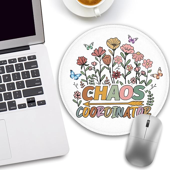 Chaos Coordinator Office Work Mouse Pad, Small Round Mouse Pads for Desk, Mini Travel Mousepad for Wireless Computer Laptop, Desk Accessories, 8.6 x 8.6 inch