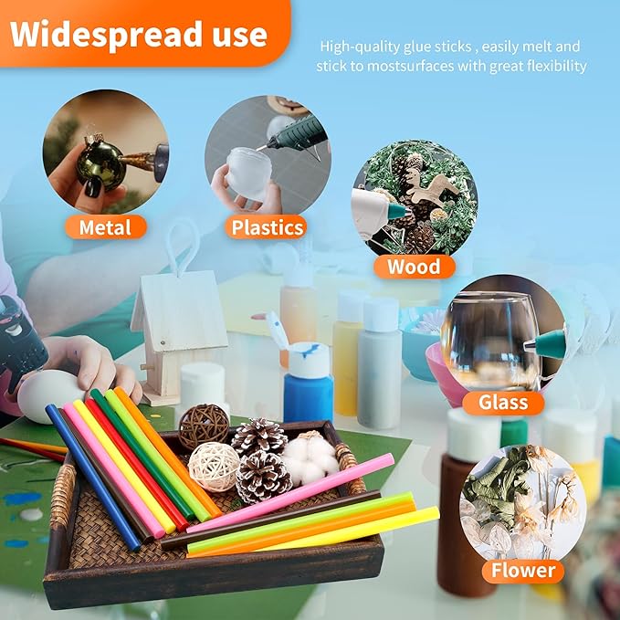 MATUFF Blue hot Glue Sticks Full Size 0.43” Dia x 8” Long, 52 pcs Hot melt Adhesive Glue Sticks, All-Purpose Colored Glue Gun Sticks for Christmas Decoration Crafting Arts School Home Repair Bonding