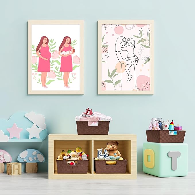 Sorbus Set of 3 Large Woven Storage Baskets – Mesh Hand-Woven Baskets for Organizing, Fabric Storage Bins for Linen Closet Organizer, Storage Baskets for Shelves and Home Organization (Chocolate)