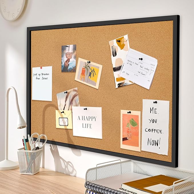 Miratino Large Bulletin Board, 36 "x 24" Cork Boards for Walls with Black Frame, Pin Display Board Vision Board for Home School Office Decor…