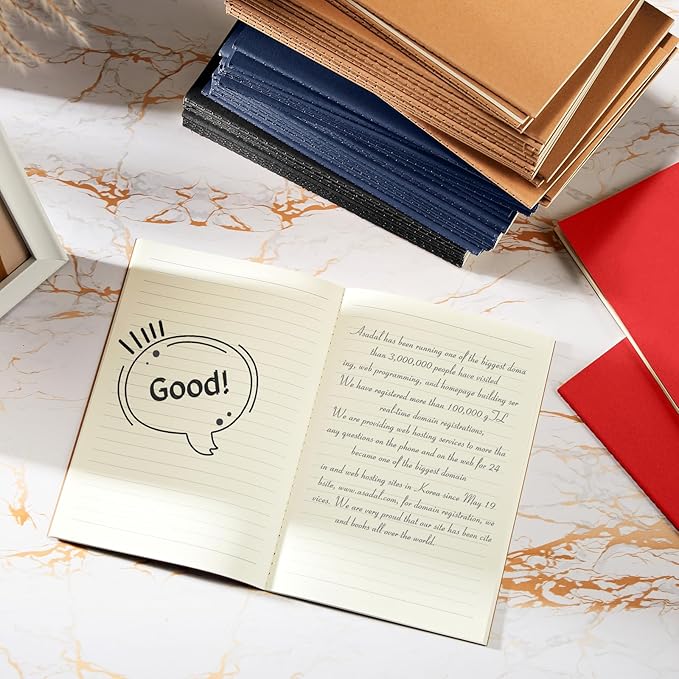 Mimorou 100 Pcs Kraft Notebook Journals 5.5 Inch x 8.3 Inch A5 Softcover Notebooks Bulk for Writing Sketch Office Notepad with 60 Pages 30 Sheets(Black, Brown, Red, Navy,Lined)