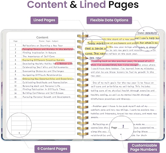 Lined Spiral Notebook Journal for Work, 300 Pages Thick B5 (7.1"x10") College Ruled Journal for Women & Writing, Hardcover Notebook for Note Taking, Perfect for Office Home School, Distant Peak