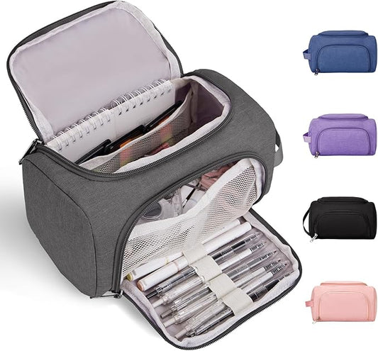 Large Pencil Pouch,Pencil Case Aesthetic,Zipper Pencil Box For Girls Back To School Supplies Emergency Bag Makeup Bag (Grey)