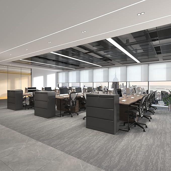 3 Drawer Lateral File Cabinet, File Cabinets for Home Office Legal/Letter A4 Size, File Cabinet with 3 Drawer Cabinet, Require Assembly, Black