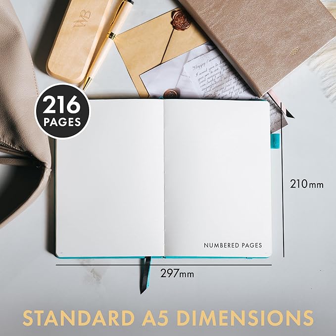 Wordsworth & Black A5 Bullet Dotted Journal 216 Dotted Pages, Hardcover Grid Dot Leather,120 GSM Paper,Journaling Notebook for Work & Sketching,Journals for Women,Men-Gifts Box Included Rose Gold