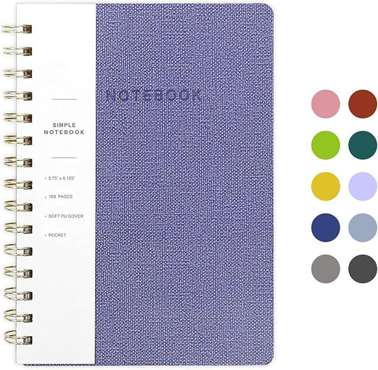 Spiral Notebook-6.10" x 8.19" College Ruled Journal with Inner Pockets and 160 Pages,PU Leather Cover Business Journal, Twin-Wire Binding Notebook Perfect for Office & Home School Supplies