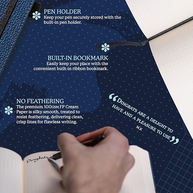 Dingbats* Wildlife Plain Writing Journal Notebook A5 - Vegan Leather Hardcover - Ideal for Work, Travel - Pocket, Elastic Closure, & Bookmark