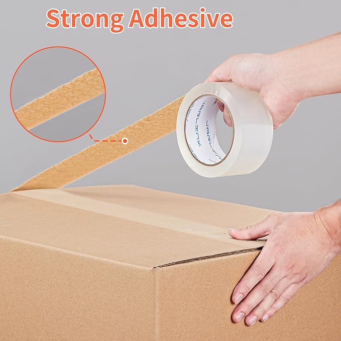 JARLINK 18 Rolls Clear Packing Tape with 3 Dispensers, Heavy Duty Packaging Tape Refills for Shipping Packaging Mailing, 2.7mil Thick, 1.88 inches Wide, 55 Yards Per Roll, 990 Total Yards