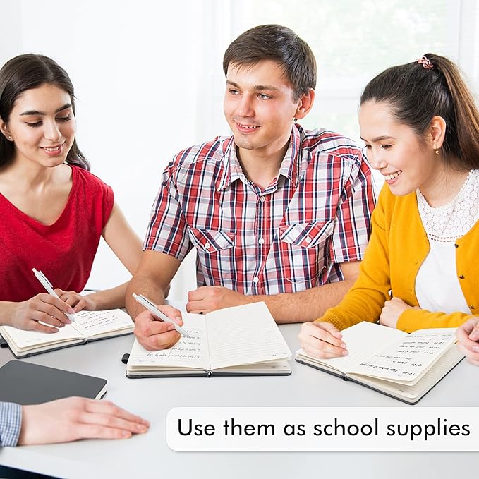 12 Pack Notebooks Journals Bulk with 12 Black Pens, Feela A5 Hardcover Notebook Classic Ruled Journal Set with Pen Holder for School Business Work Travel Writing, 120 GSM, 5.1”x8.3”, Gray