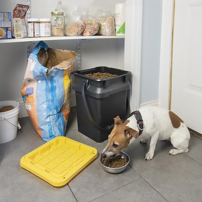 CX BLACK & YELLOW, 5-Gallon Heavy Duty Bucket Tough Storage Container & Snap-Tight Lid, (14.9H x 12W x 13D), Weather-Resistant Design and Stackable Organization Tote [6 Pack]