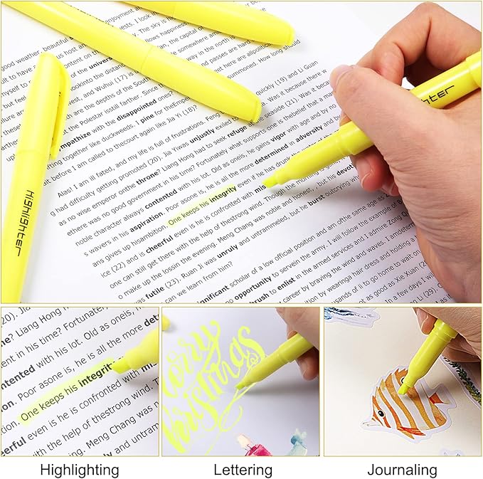 180 Pcs Highlighter Markers Bulk, Chisel Tip Aesthetic No Bleed Pastel Highlighter Pens Quick Drying Liner Markers for Adults Kids Highlighting in The Home School Office Classroom Supplies (Yellow)